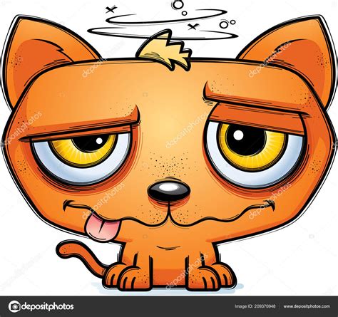 Cartoon Illustration Cat Looking Intoxicated Stock Vector Image By
