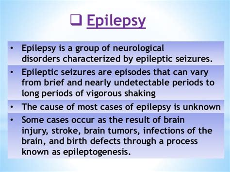 Epilepsy Epidemiologysigns And Symptomstriggersseizures Typescaus