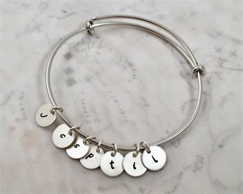 Solid Sterling Silver Handmade Initial Charm Bracelet Etsy