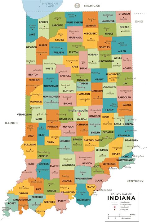 Indiana Map With Counties Listed Map Of World