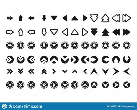 Various Arrow Up Down Right Left Sign Symbol Icon Stock Vector