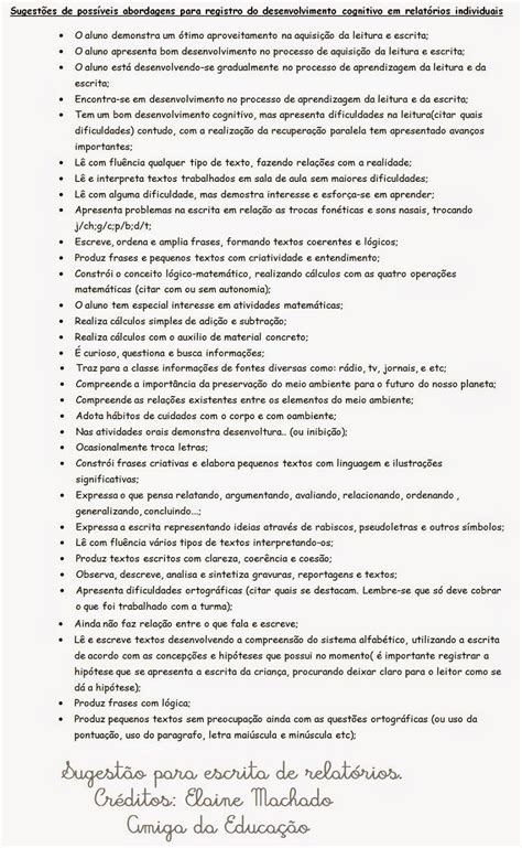 Palavras Para Relatorios Educação Infantil