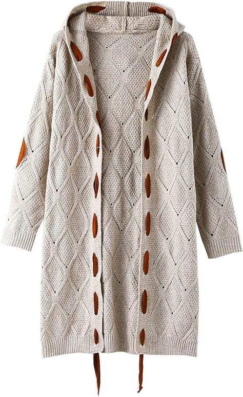 Dealism Womens Long Knitted Cardigan Sweater Long Sleeve Loose Hooded