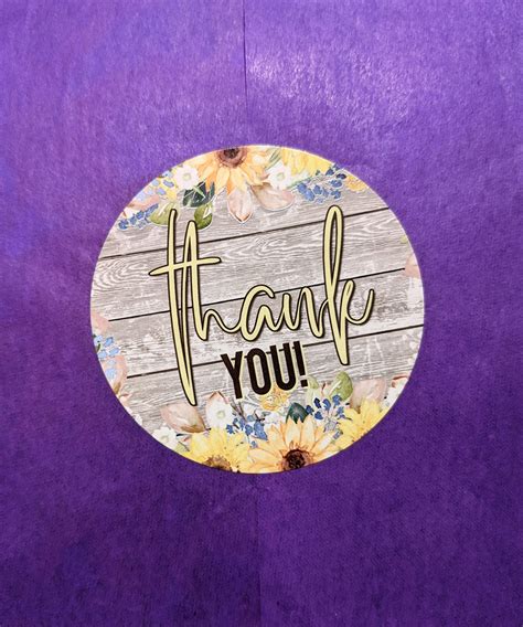 Watercolor Flower Thank You 2 Circle Stickers Tropical Etsy