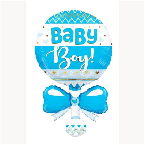 Blue Baby Boy Rattle Supershape Balloons Ap1596536 £249 Go
