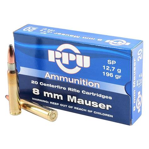 Ppu 8mm Mauser Sp 196 Grain 20 Rounds 223109 8mm Ammo At