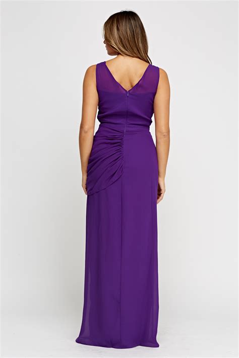 Ruched Purple Maxi Dress Just 2