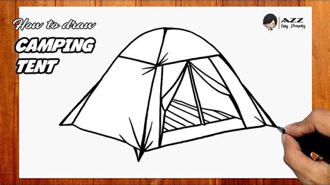 How To Draw Camping Tent Step By Step Youtube