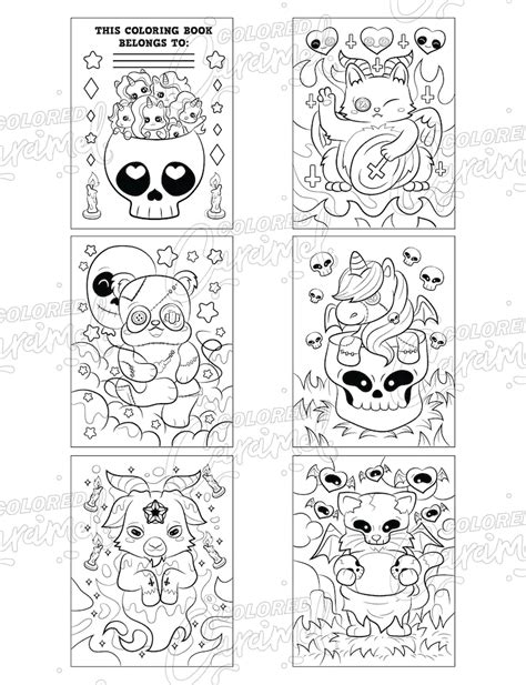 Kawaii Pastel Goth Coloring Book Digital Download Pdf Cute Etsy Witch