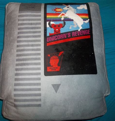 Retro Video Game Cartridge Pillow Unicorns Revenge Retro Video Games