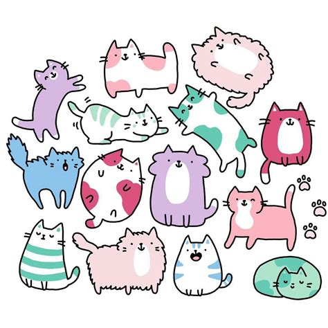 Cat Doodles 고양이 디자인 귀여운 고양이 그림 쉬운 그리기