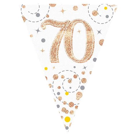 Rose Gold Confetti Happy 70th Birthday Foil Flag Bunting Banner