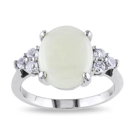 Shop Miadora Sterling Silver Opal And Created White Sapphire Cocktail