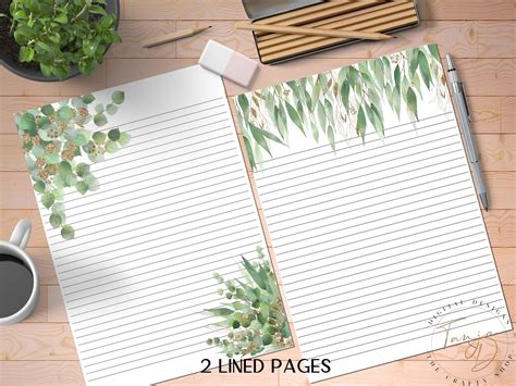 Green Printable Stationery A4 Letter Paper 85 X 11 Etsy
