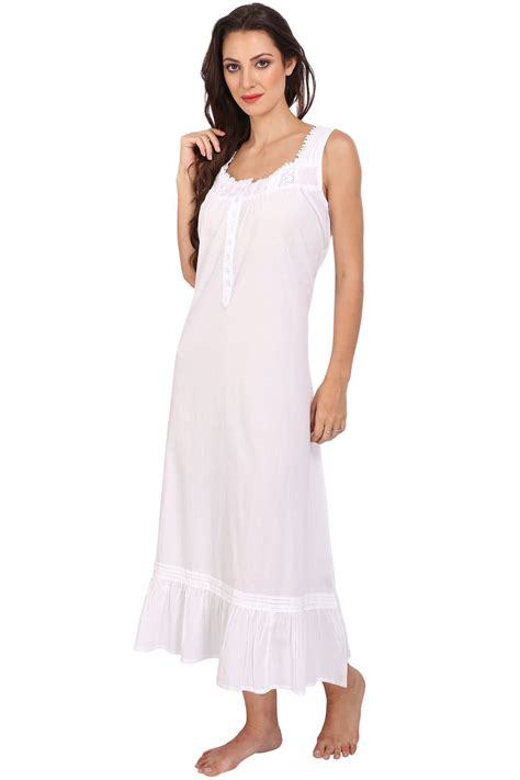 women s sleeveless victorian style nightgown sleepwear cotton long nightdress ebay