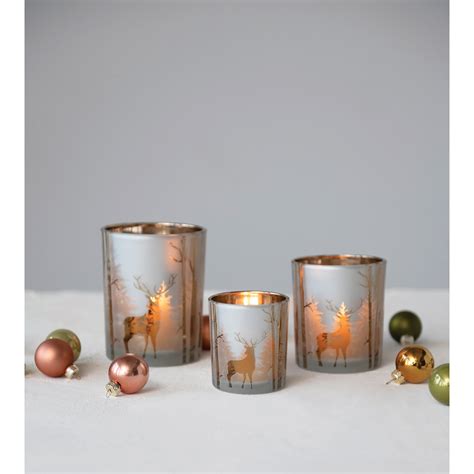 3 12 Round X 4h Mercury Glass Candle Holder W Laser Etched Scene