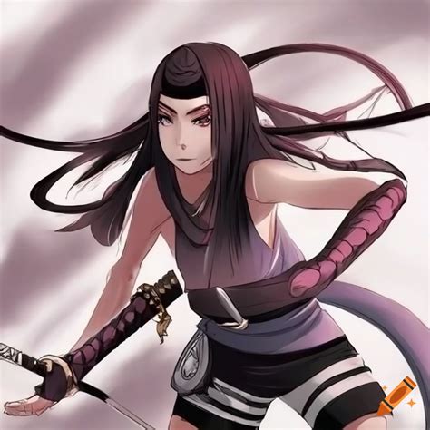 Anime Style Full Body Illustration Of A Swordswoman Like The 7 Swordsmen Of The Mist In Naruto
