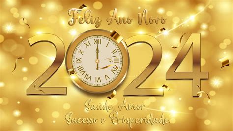 Feliz Ano Novo 2024 Fundo Dourado Brilhante