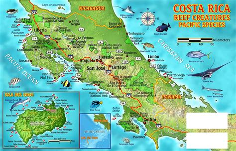 Large Detailed Dive Map Of Costa Rica Costa Rica North America Mapsland Maps Of The World