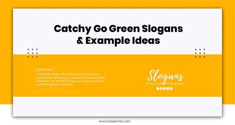 107 Catchy Go Green Slogans And Example Ideas