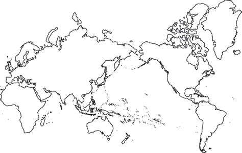 World Map Pacific Centered Robinson Projection No Borders