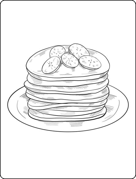 Pancake Coloring Page Design Pancake Line Art Design Coloring Page