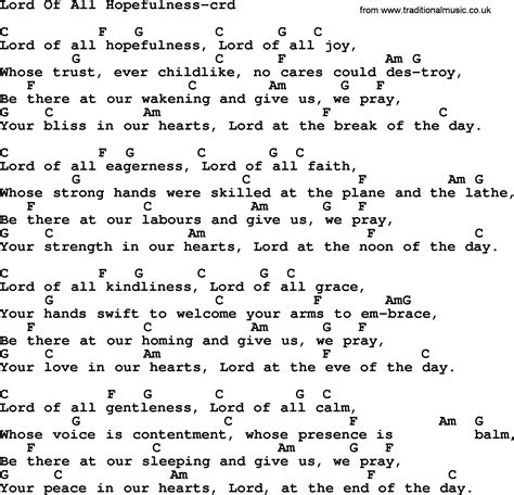Top 500 Hymn: Lord Of All Hopefulness - lyrics, chords and PDF
