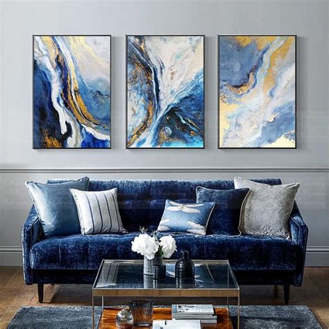 3 Panels Gold Art Abstract Painting On Canvas Wall Art Framed Etsy