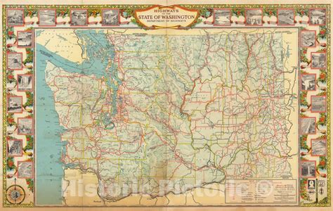 Historic Map Highways Of The State Of Washington Department Of High