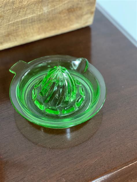 Vintage Green Vaseline Depression Glass Juicer Reamer With Tab Etsy