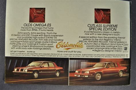 Oldsmobile Hurst Olds Brochure Cutlass Ciera Firenza Gt Excellent Original Ebay