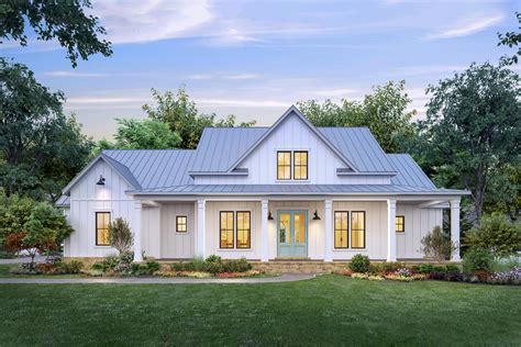 4 Bed Modern Farmhouse Plan With 8 Deep Front Porch 56483sm