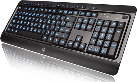 Azio Large Print Tri Color Backlit Wired Keyboard Kb505u Uk