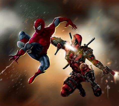 56 deadpool spiderman hd wallpaper