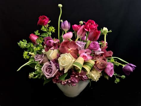 spring mix fresh flower arrangement with spring flowers by luxury flowers miami