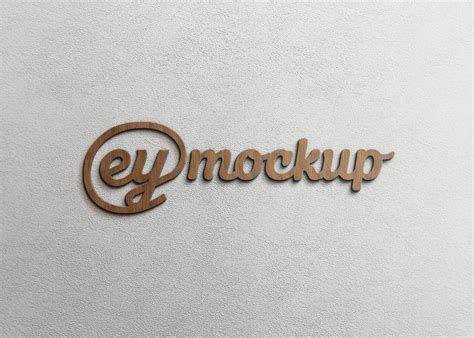 Realistic 3d Wood Logo Mockup Eymockup