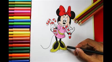 How To Draw Minnie Mouse Eating Candy Cómo Dibujar Minnie Mouse
