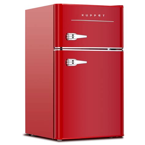 KUPPET Retro Mini Refrigerator 2-Door Compact Refrigerator for Dorm 