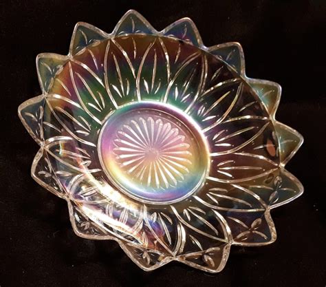 Vintage Clear Iridescent Glass Bowl Etsy