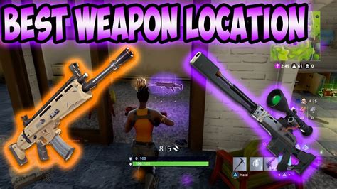 A shotgun and a sniper rifle. "BEST" Fortnite Weapon Location! - YouTube