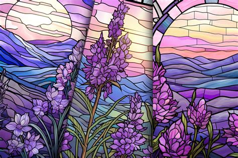 Stained Glass Lavender Flower Field By Regulrcrative Thehungryjpeg