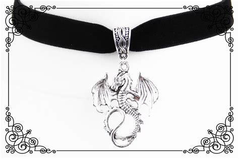 Dragon Choker Necklace Black Velvet Dragon Choker Gothic Etsy