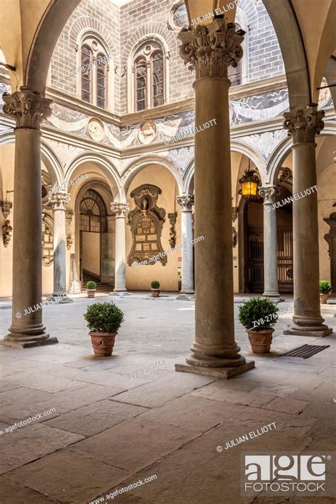 The Inner Courtyard Of The Palazzo Medici Riccardi In Florence Italy