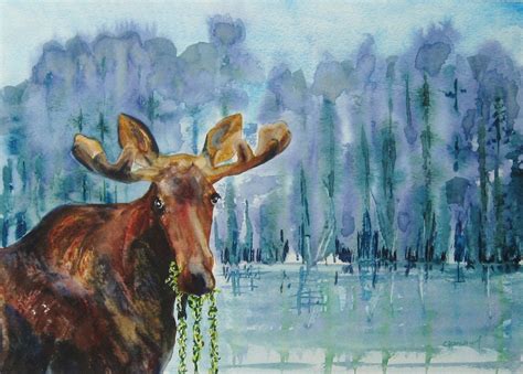 Original moose/ quirky moose/ bull moose/ moose antlers/ | Etsy | Moose painting, Moose decor 