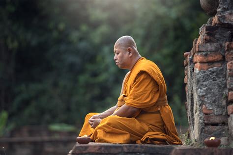 Buddhist Monk Meditation In Temple By Sasin Tipchai 500px