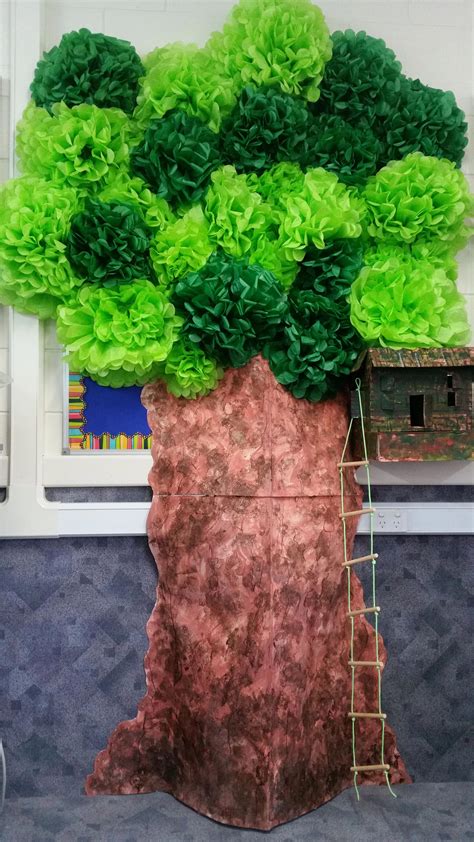 A Classroom Tree Display Tissue Paper Pom Poms Were Used For The