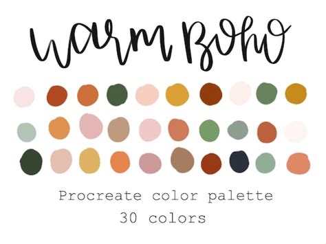 Warm Boho Procreate Palette Color Palette Etsy