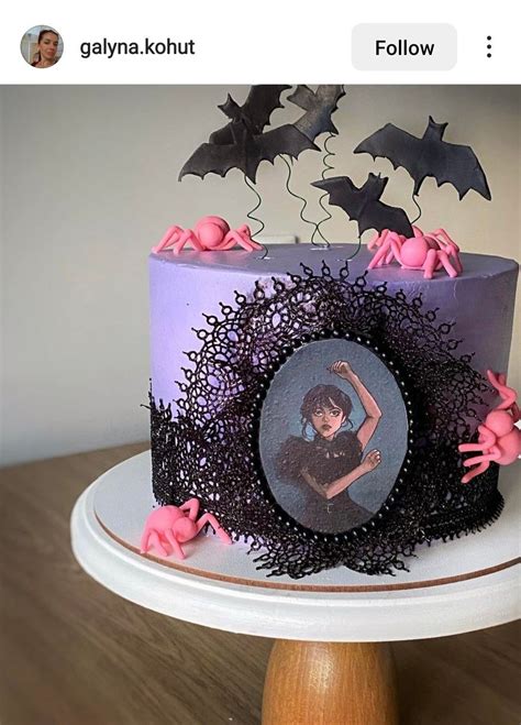Wednesday Addams Themed Cake Purple Pink Black Birthday Cake Girls Th Birthday Layer Cake
