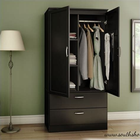 Acapella Transitional Style Wardrobe Armoire In Pure Black 5370038