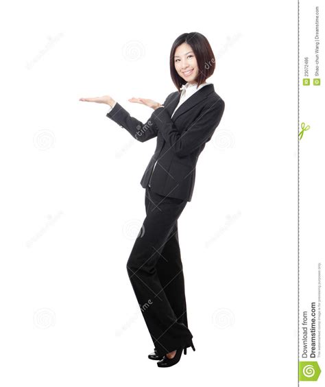 Full Length Business Woman Introducing Stock Photo - Image: 23072486